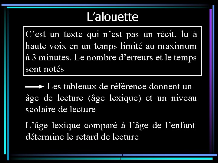 L’alouette C’est un texte qui n’est pas un récit, lu à haute voix en