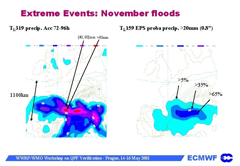 Extreme Events: November floods TL 319 precip. Acc 72 -96 h TL 159 EPS