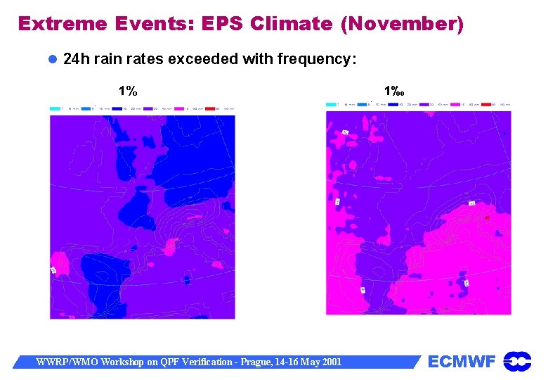 Extreme Events: EPS Climate (November) 24 h rain rates exceeded with frequency: 1% WWRP/WMO