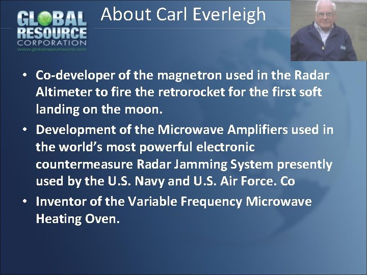 About Carl Everleigh • Co-developer of the magnetron used in the Radar Altimeter to