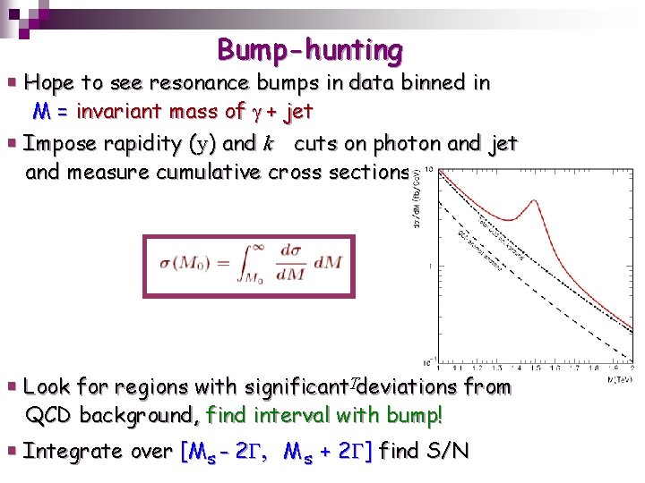 Bump-hunting ￭ Hope to see resonance bumps in data binned in M = invariant