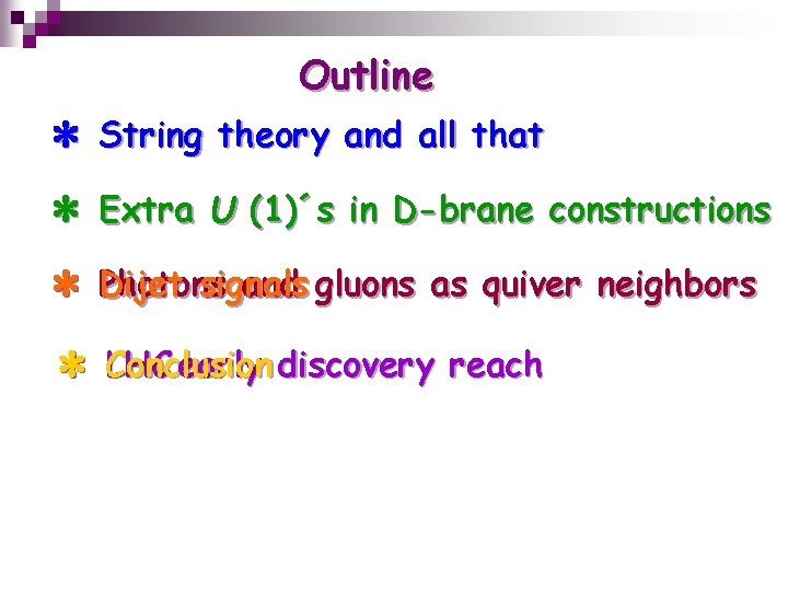 Outline ✻ String theory and all that ✻ Extra U (1)´s in D-brane constructions