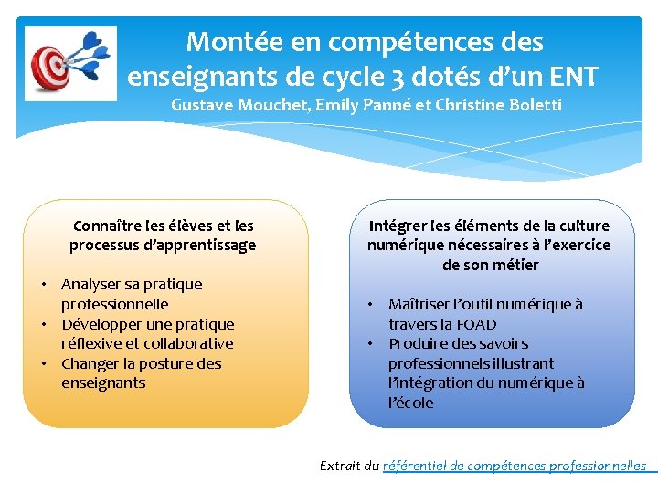 Montée en compétences des enseignants de cycle 3 dotés d’un ENT Gustave Mouchet, Emily