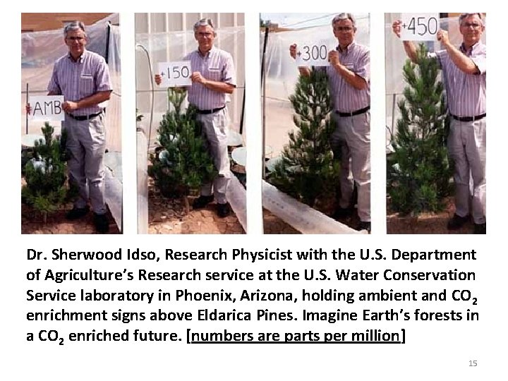 Dr. Sherwood Idso, Research Physicist with the U. S. Department of Agriculture’s Research service