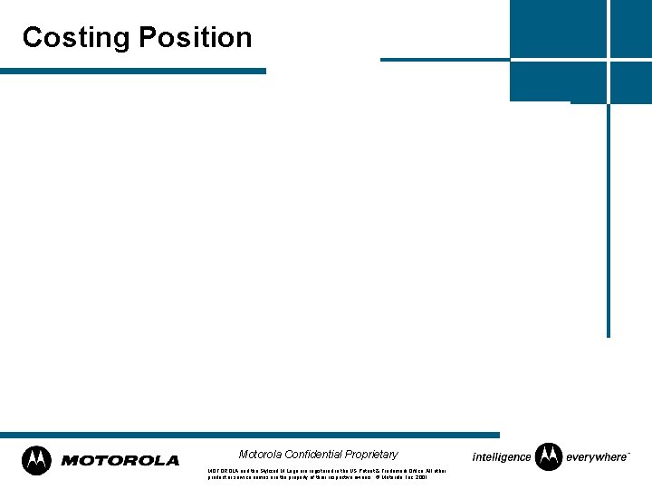 Costing Position Motorola Confidential Proprietary MOTOROLA and the Stylized M Logo are registered in