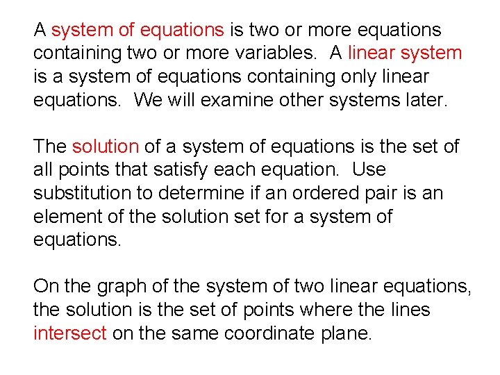 Unit C Solving Systems of Equations by Graphing