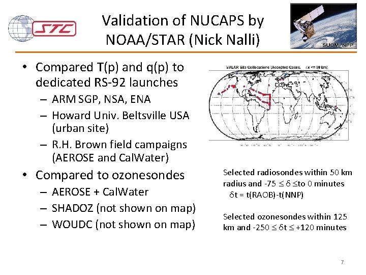 Validation of NUCAPS by NOAA/STAR (Nick Nalli) • Compared T(p) and q(p) to dedicated