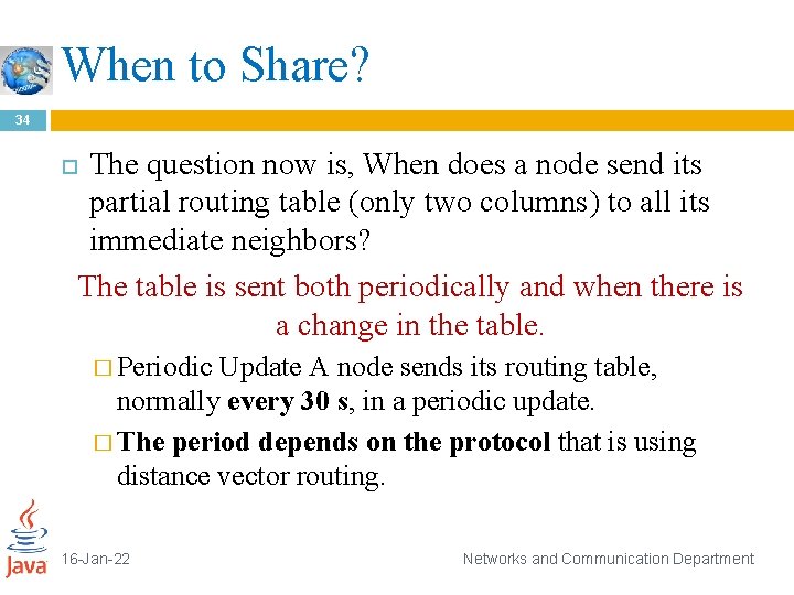 When to Share? 34 The question now is, When does a node send its