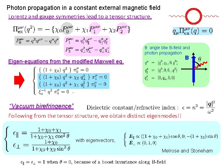 Photon propagation in a constant external magnetic field Lorentz and gauge symmetries lead to