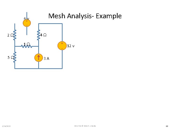 Mesh Analysis- Example 6+v 4 W 2 W + 1 W 5 W 1/16/2022