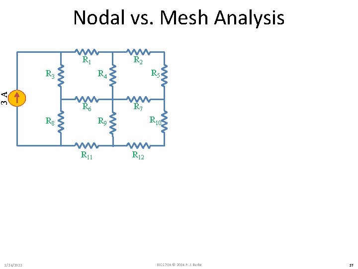 Nodal vs. Mesh Analysis R 2 R 1 3 A R 3 R 7