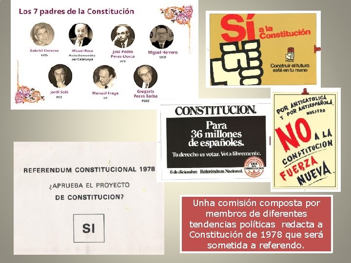 Unha comisión composta por membros de diferentes tendencias políticas redacta a Constitución de 1978