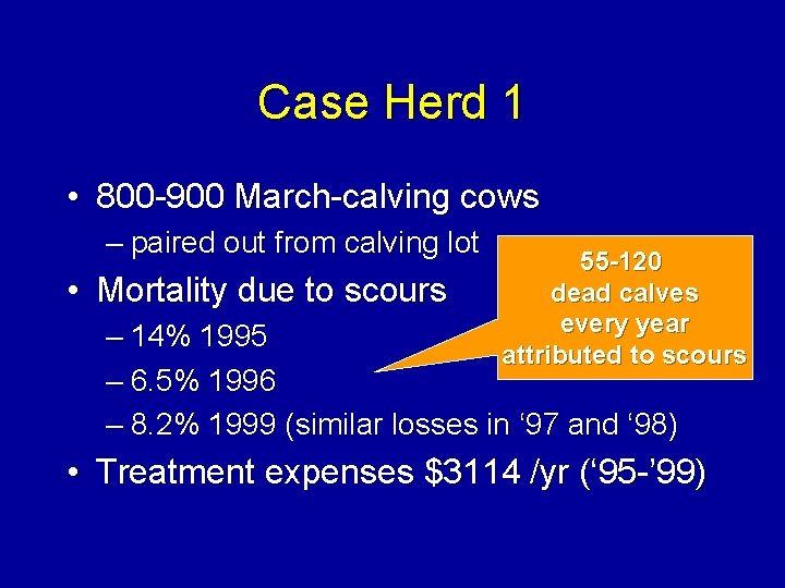 Case Herd 1 • 800 -900 March-calving cows – paired out from calving lot