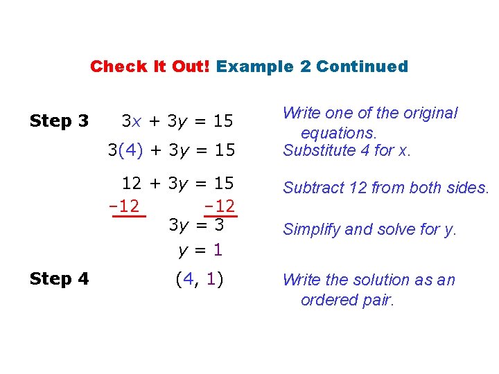 Check It Out! Example 2 Continued Step 3 3 x + 3 y =