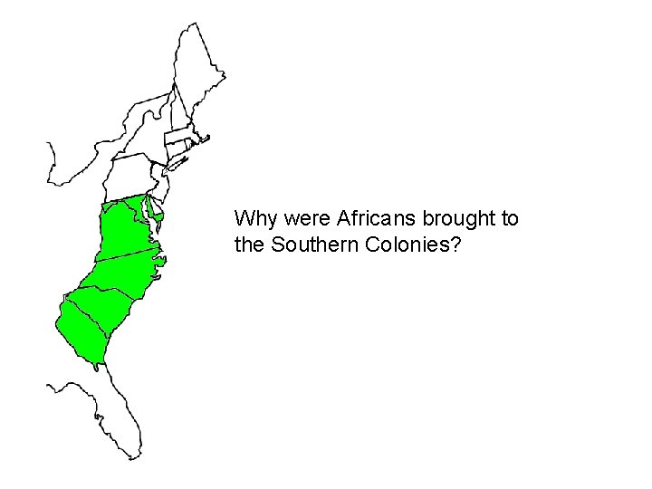 Why were Africans brought to the Southern Colonies? 