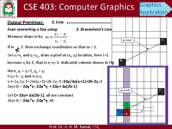 CSE 403: Computer Graphics Output Primitives: Graphics Application 2. Line Scan converting a line