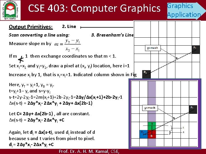 CSE 403: Computer Graphics Output Primitives: Graphics Application 2. Line Scan converting a line