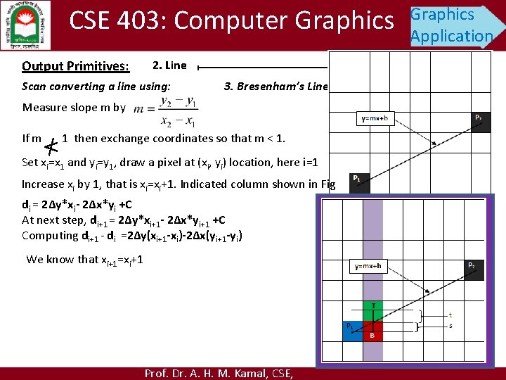 CSE 403: Computer Graphics Output Primitives: Graphics Application 2. Line Scan converting a line