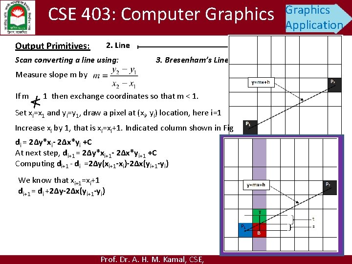 CSE 403: Computer Graphics Output Primitives: Graphics Application 2. Line Scan converting a line