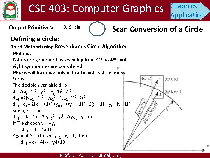 CSE 403: Computer Graphics Output Primitives: 3. Circle Graphics Application Scan Conversion of a