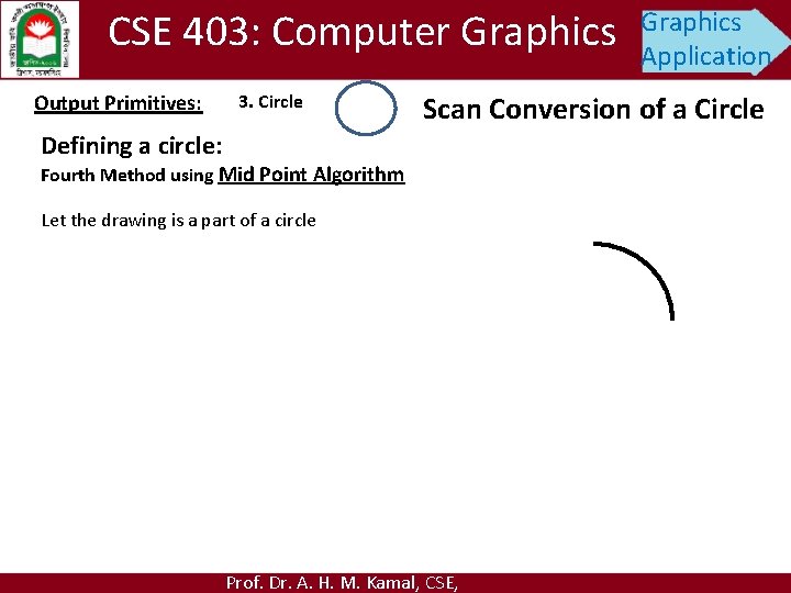 CSE 403: Computer Graphics Output Primitives: 3. Circle Graphics Application Scan Conversion of a