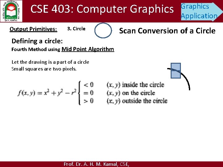 CSE 403: Computer Graphics Output Primitives: 3. Circle Graphics Application Scan Conversion of a CSE 403: Computer Graphics Output Primitives: 3. Circle Graphics Application Scan Conversion of a