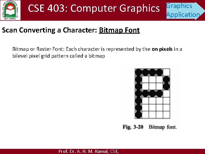 CSE 403: Computer Graphics Application Scan Converting a Character: Bitmap Font Bitmap or Raster