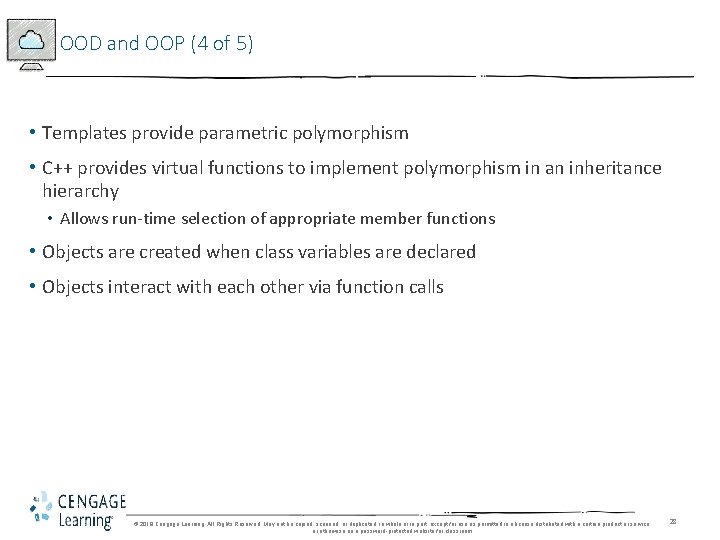 OOD and OOP (4 of 5) • Templates provide parametric polymorphism • C++ provides OOD and OOP (4 of 5) • Templates provide parametric polymorphism • C++ provides