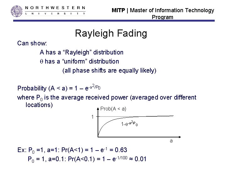 MITP | Master of Information Technology Program Rayleigh Fading Can show: A has a