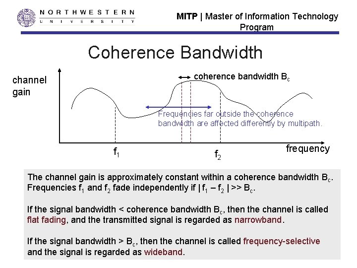 MITP | Master of Information Technology Program Coherence Bandwidth coherence bandwidth Bc channel gain