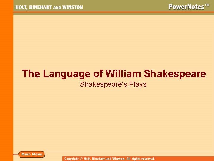 The Language of William Shakespeare’s Plays 