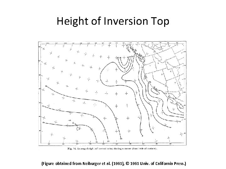 Height of Inversion Top (Figure obtained from Neiburger et al. (1961), © 1961 Univ.
