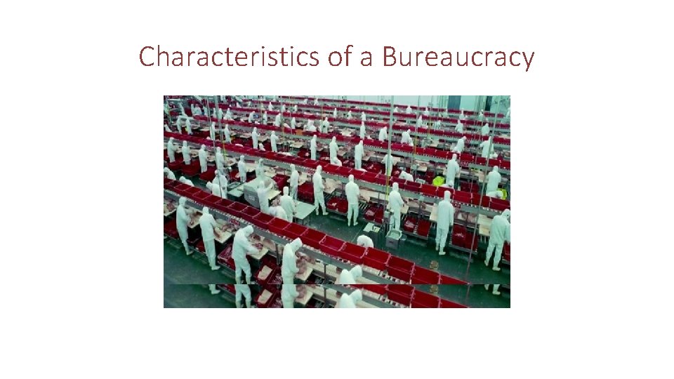 Characteristics of a Bureaucracy Characteristics of a Bureaucracy