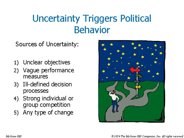 Uncertainty Triggers Political Behavior Sources of Uncertainty: 1) Unclear objectives 2) Vague performance measures