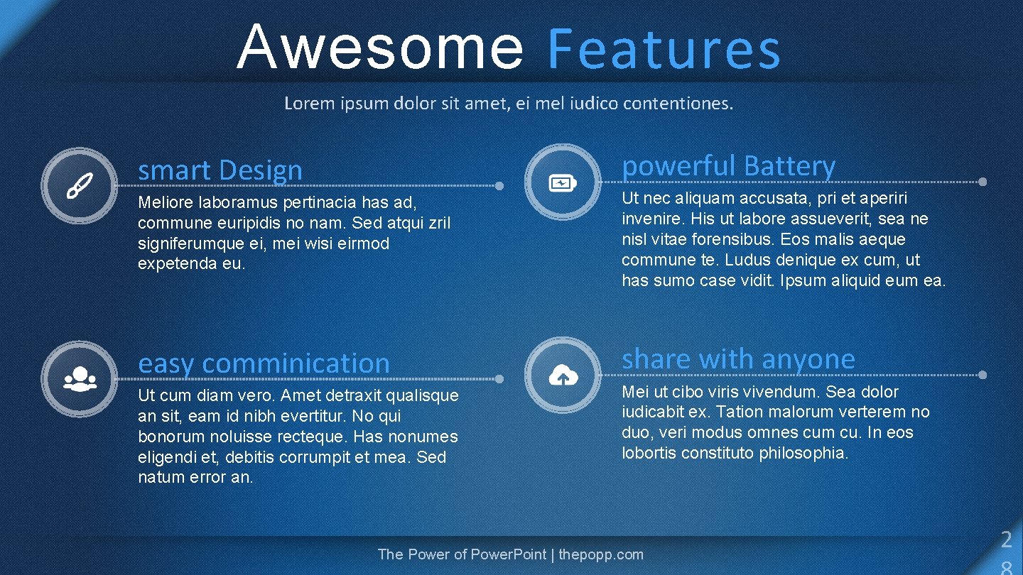 Awesome Features Lorem ipsum dolor sit amet, ei mel iudico contentiones. smart Design powerful