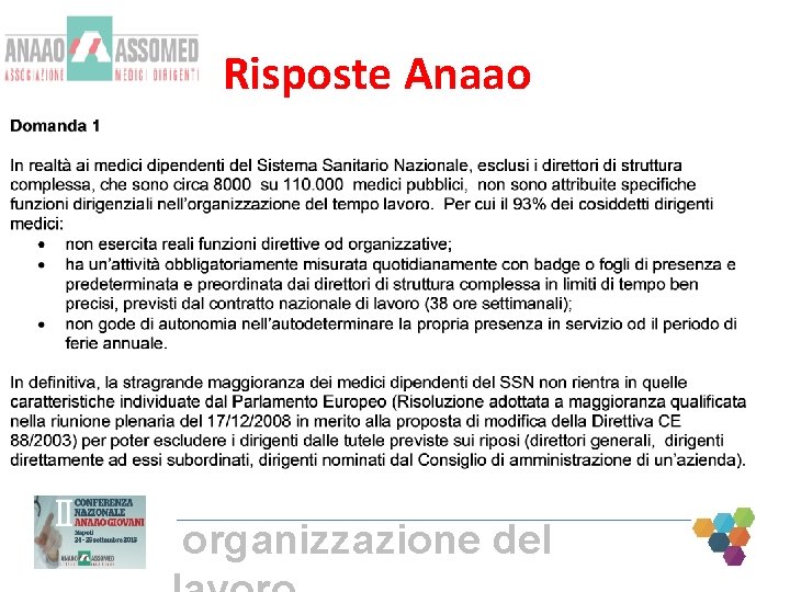 Risposte Anaao organizzazione del Risposte Anaao organizzazione del