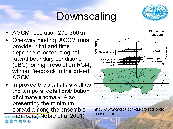 Downscaling • AGCM resolution: 200 -300 km • One-way nesting: AGCM runs provide initial