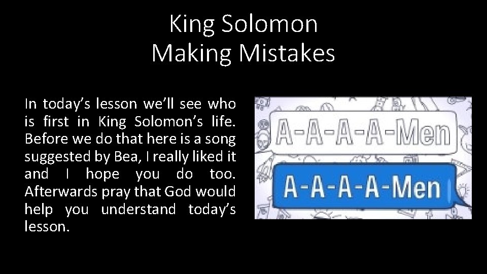 King Solomon Making Mistakes In today’s lesson we’ll see who is first in King King Solomon Making Mistakes In today’s lesson we’ll see who is first in King