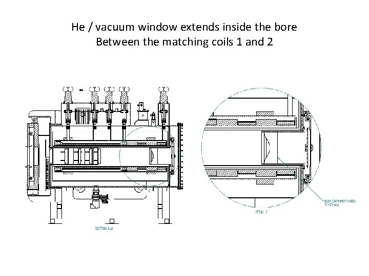 He / vacuum window extends inside the bore Between the matching coils 1 and