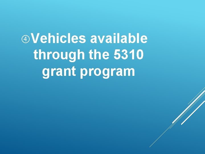  Vehicles available through the 5310 grant program 