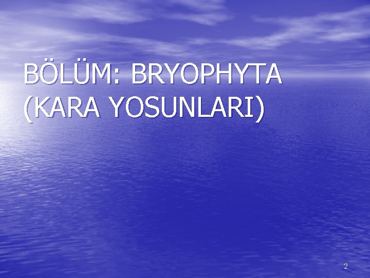 BÖLÜM: BRYOPHYTA (KARA YOSUNLARI) 2 