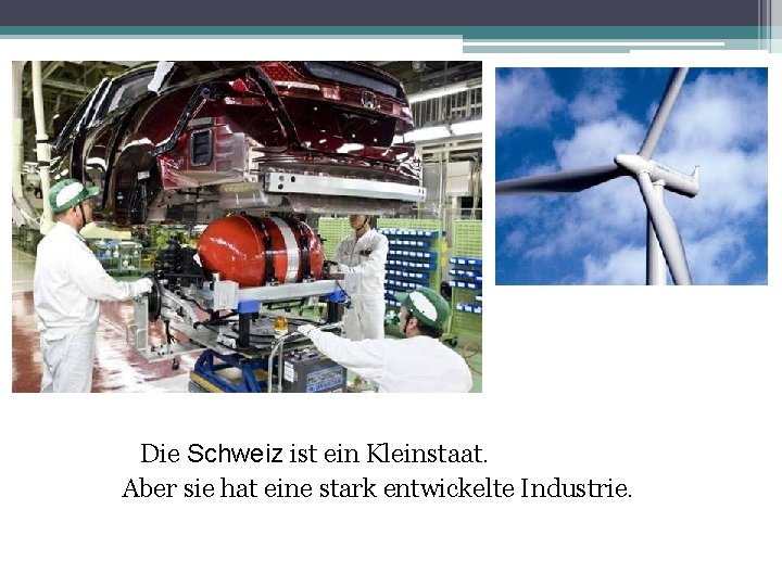 Die Schweiz ist ein Kleinstaat. Aber sie hat eine stark entwickelte Industrie. 