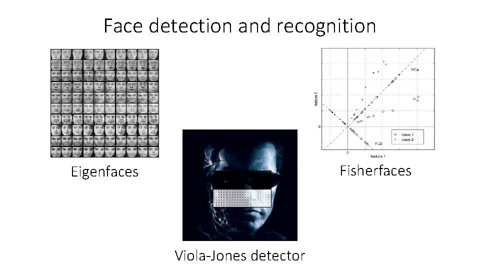 Face detection and recognition Fisherfaces Eigenfaces Viola-Jones detector 
