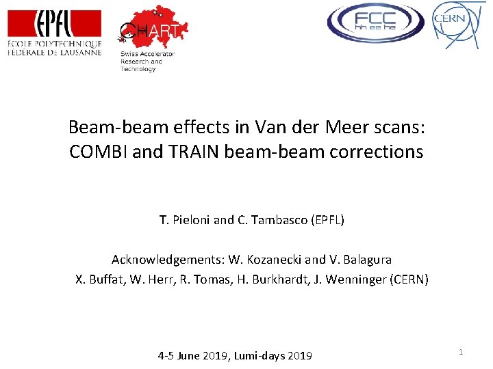 Beam-beam effects in Van der Meer scans: COMBI and TRAIN beam-beam corrections T. Pieloni