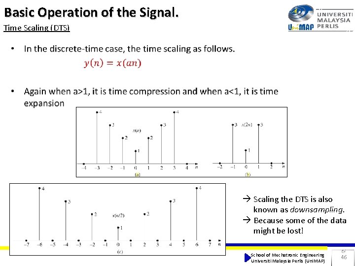 Basic Operation of the Signal. Time Scaling (DTS) Scaling the DTS is also known Basic Operation of the Signal. Time Scaling (DTS) Scaling the DTS is also known