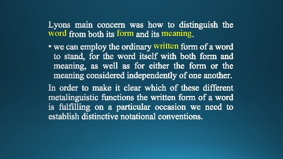 word form meaning written 