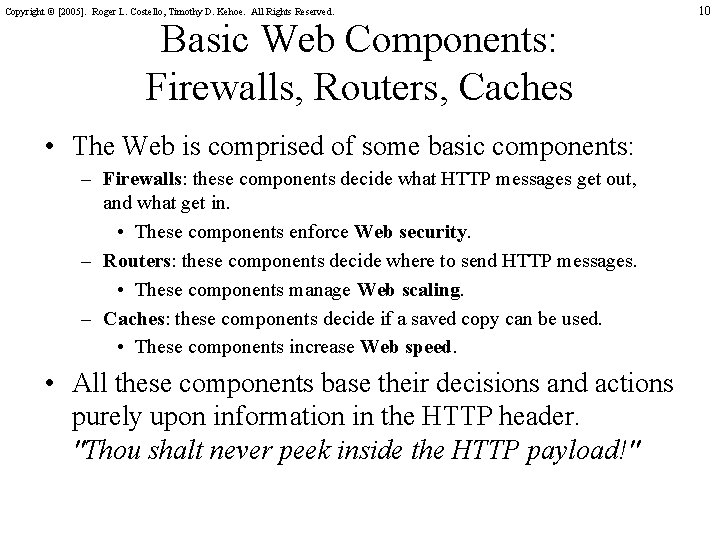 Copyright © [2005]. Roger L. Costello, Timothy D. Kehoe. All Rights Reserved. Basic Web