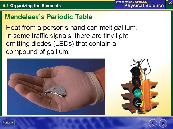5. 1 Organizing the Elements Mendeleev’s Periodic Table Heat from a person's hand can