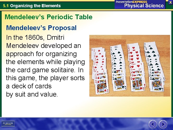 5. 1 Organizing the Elements Mendeleev’s Periodic Table Mendeleev’s Proposal In the 1860 s,