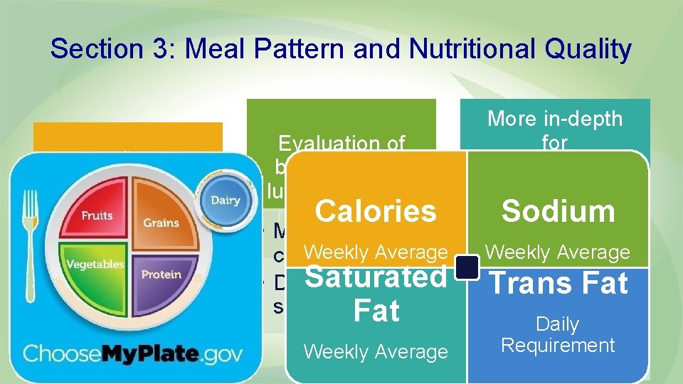 Section 3: Meal Pattern and Nutritional Quality Conducted by a Public Health Nutritionist (PHN)